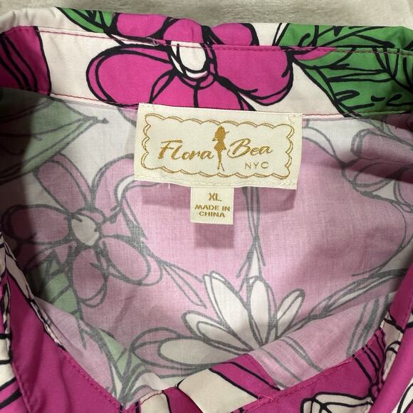 Flora Bea NYC Tinsley Long Sleeve Shirt Dress Mini Pink Floral Women's Size XL - Picture 5 of 11